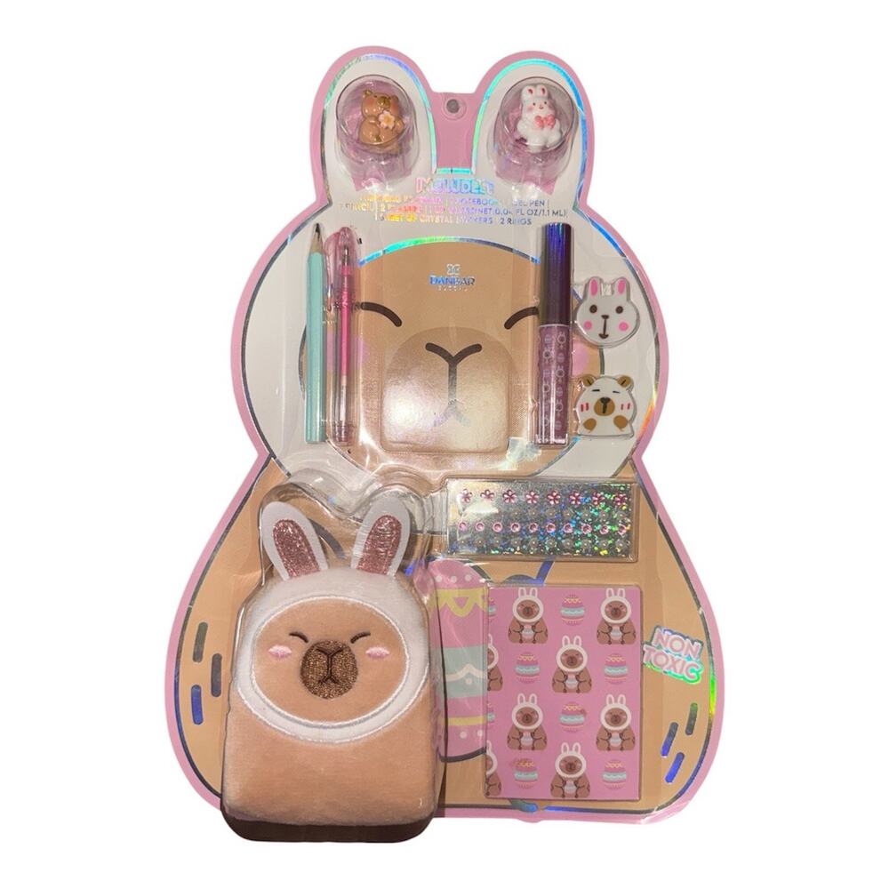 Danbar Girls Llama Bunny 8-piece Stationary, keychain, ring & Lipgloss Set New